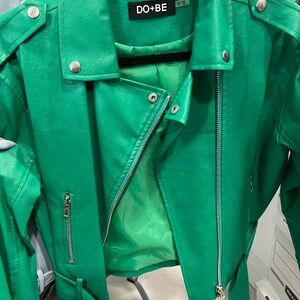 Kelly Green Faux Leather Coat